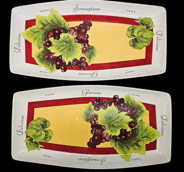 The Monkey & The Peddler Vendange Appetizer Serving Dish- Liz Ross-Grapes Bunch